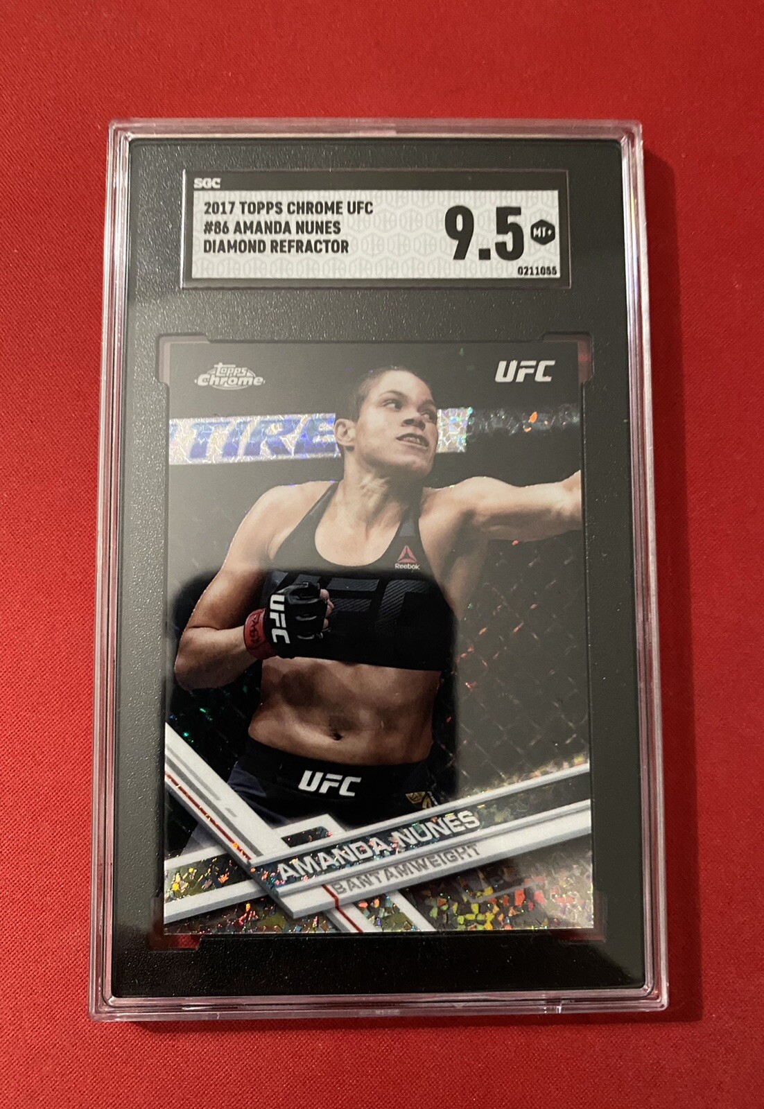 2017 Topps Chrome UFC Amanda Nunes #86 Diamond Refractor Chrome Debut