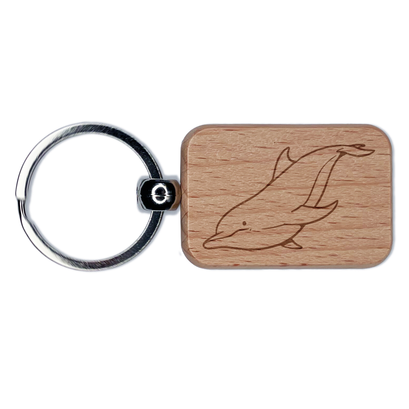 Dolphin Engraved Wood Keychain with Bottlenose Design  