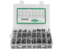 24 Value 500pcs Electrolytic Capacitor Assortment Box Kit Range 0.1uF  1000uF