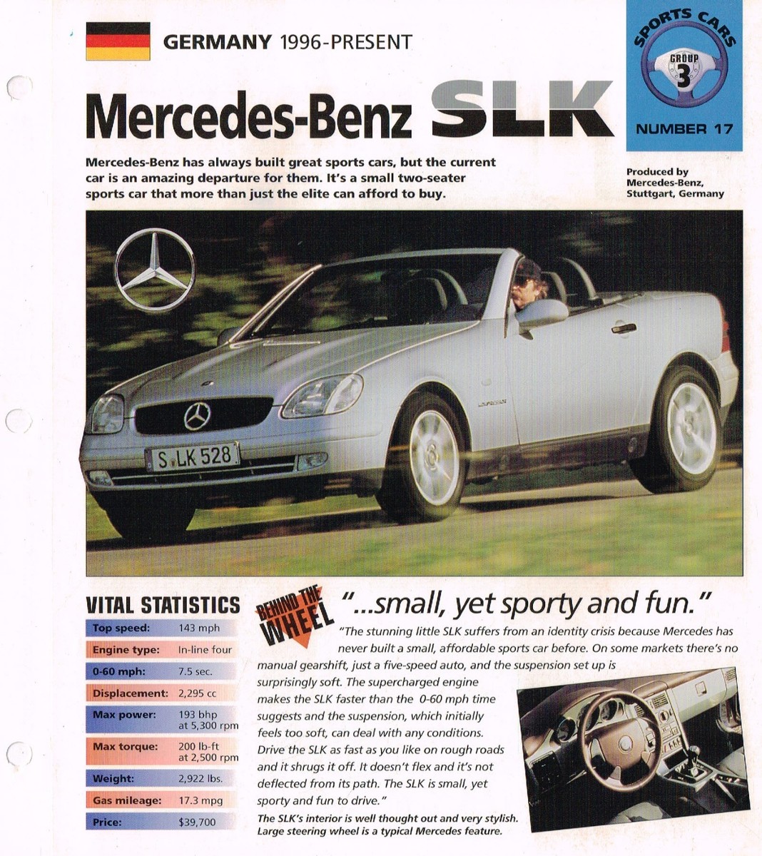 1996 / 1997 MERCEDES-BENZ SLK IMP Brochure, 230 | eBay