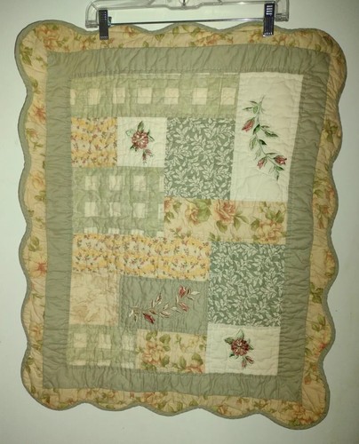 Sunham Home Fashions Quilted Floral Pillow Sham Standard Cottage Yellow Green