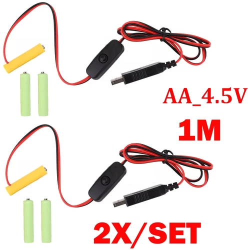 2PC AA/AAA 3V/4.5V/6V Battery Eliminator USB Power Supply Cable Replace UK - Bild 20 von 23