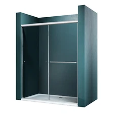 46.5"-48" x 72" Bypass Double Sliding Shower Door 1/4" Clear Glass in Brushed