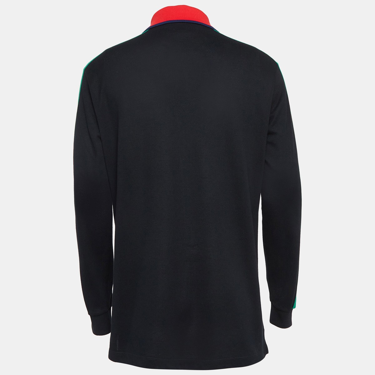 Gucci Black Side Stripe Cotton Pique Long Sleeve Polo T Gucci Black Side Stripe Cotton Pique Long Sleeve Polo T