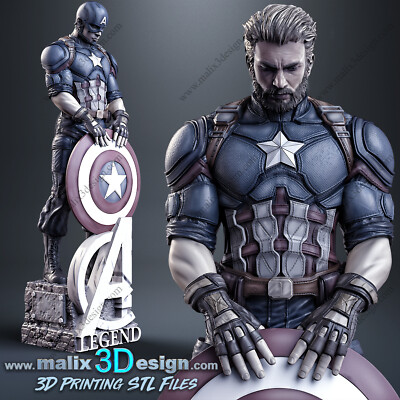 CAPTAIN AMERICA, MARVEL, 1/4-1/24, FIGUR, FAN ART, 3D-DRUCK, STATUE, SANIX3D,MFW
