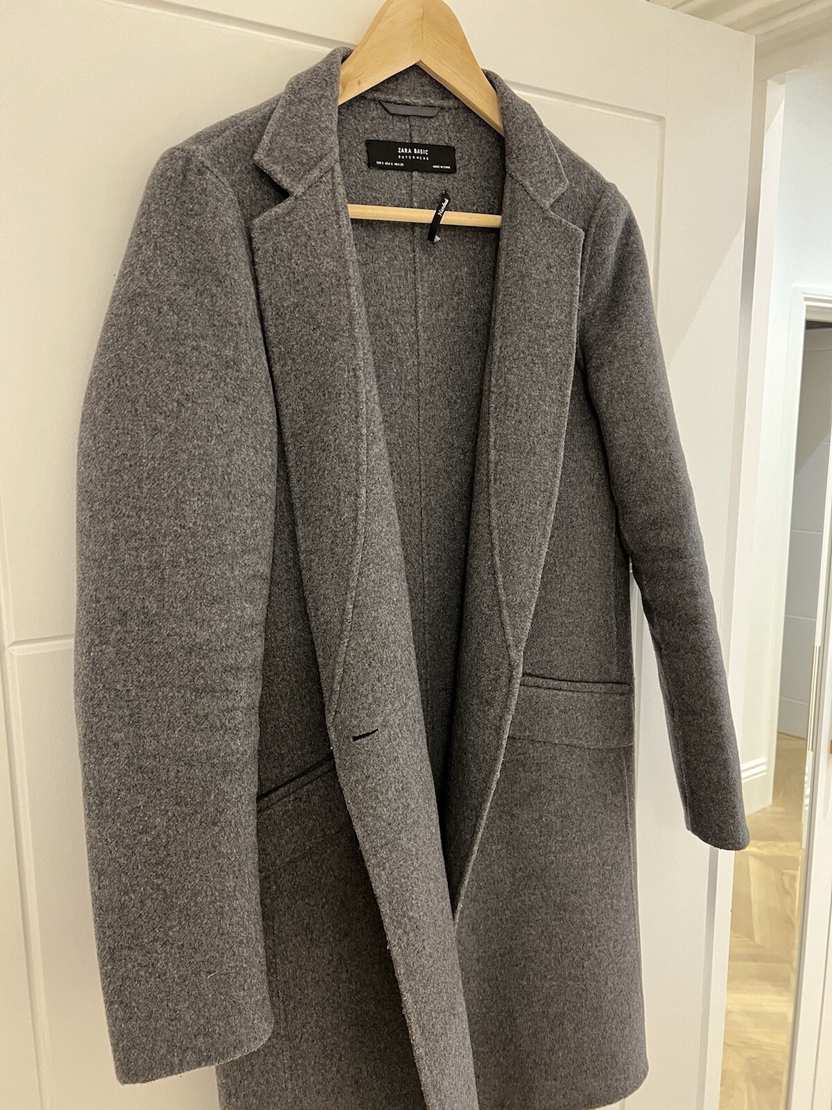 Zara Basic Outerwear Grey Handmade Wool Coat Small - image 6