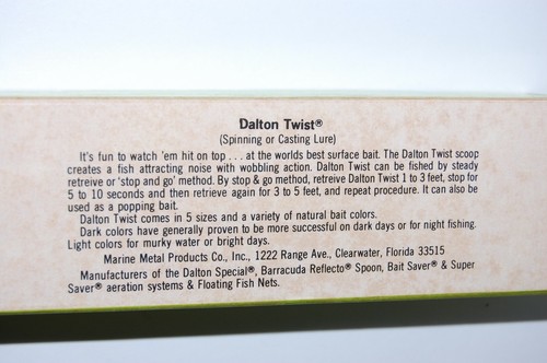 10 señuelos caja distribuidor antiguo dalton twist dt44 b patrón negro hélice hélice cebo - Imagen 6 de 6