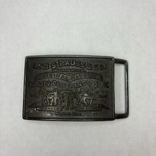 Vintage- Levi Strauss & Co. Original Riveted Brass Belt Buckle 1970s Made in USA