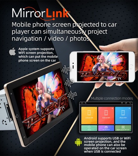 10.1" Rotatable Car Stereo Radio Android 11 Double 2DIN Touch Screen GPS Wifi - Picture 8 of 12