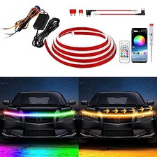 Exterior Car LED Hood Light Strip,Dynamic Scan Start Up 59 inch RGB Multicolor