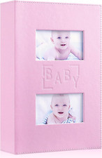 Baby Girl Photo Album 4X6 300 Pocket Pictures, Leather Cover Newborn Shower Girl