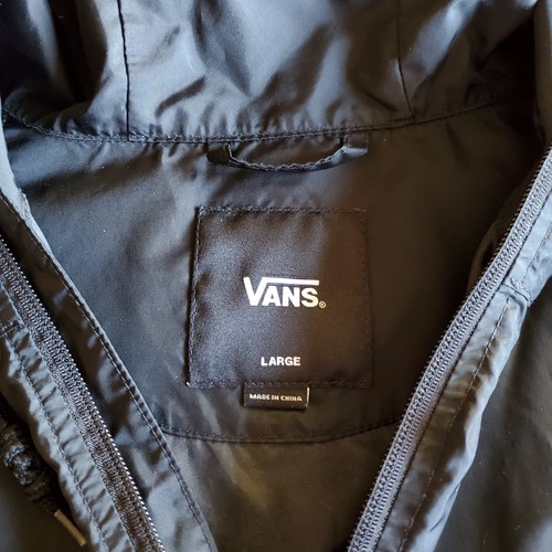 Vans Off The Wall Nylon Windbreaker Jacket Mens Large Quarter Zip Black - Picture 2 of 8