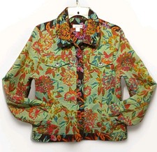 Womens Blazer Jacket Medium Y2k Tapestry Brocade Southwestern Floral Boho Chic