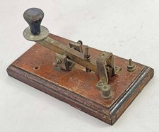 ANTIQUE WOOD & BRASS MORSE CODE KEY 1880 telegraph telephone a
