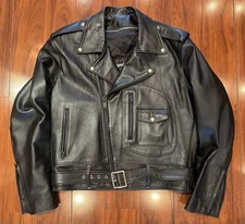 Legendary USA Black Stallion 696 Horsehide D-Pocket Leather Motorcycle Jacket 40