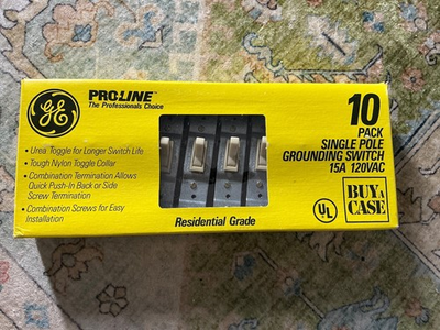 #ad GE ProLine 10 Pack Single Pole Grounding Light Switch 15A 120V Residential $4.50