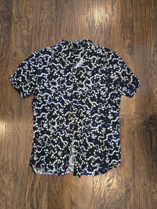 Beetlejuice Sandworm All-Over Print Button Down Shirt L Official Licensed 2019