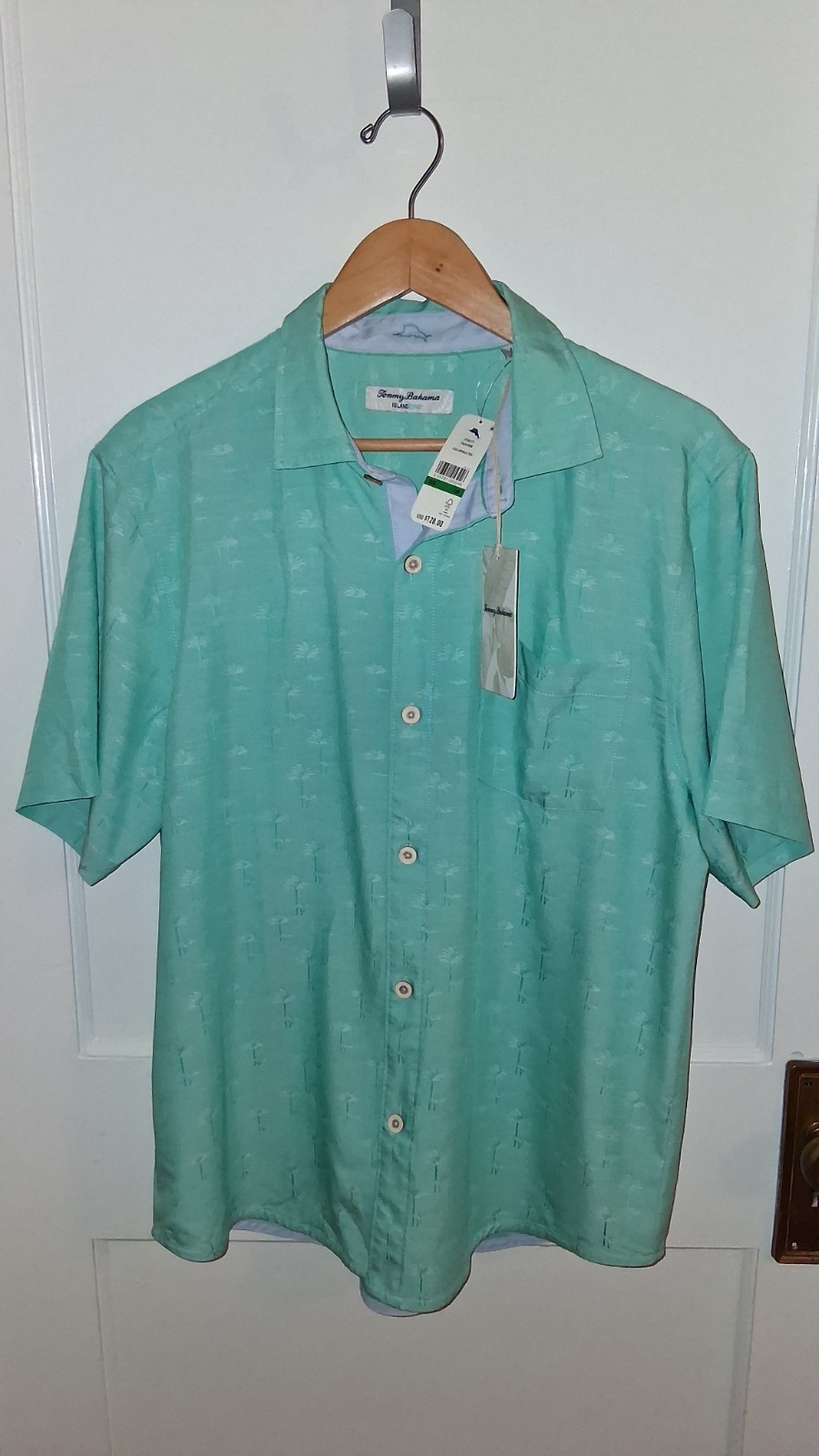 FILA Camicia Tommy Bahama Island Zone Palm Row Kohala Teal da uomo taglia large con bottoni