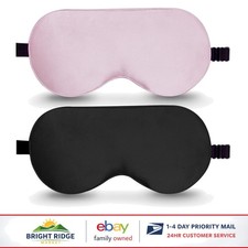 Real Mulberry Silk Sleep Mask, 2 Pack Adjustable Strap for Complete Blackout