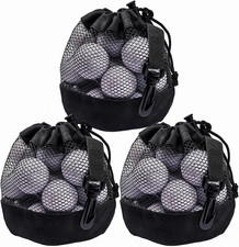 3PCS Golf Ball Bags with Drawstring, Nylon Mesh Bag for Golf Balls, Design for M