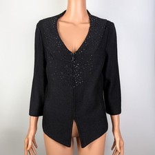 St. John Evening Women's Black Knit Sequin Embellished Jacket/Blazer size M