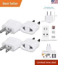 Sleek 2-Prong  to US Plug Adapter Set - Travel Smart with 4-Pack Convenience
