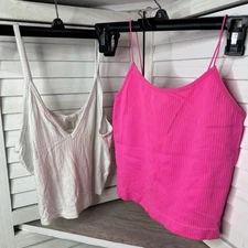 Lot of 5 Women's Cropped Stretch Tanks/Tee Variety Of Brands (see Details) Sz S