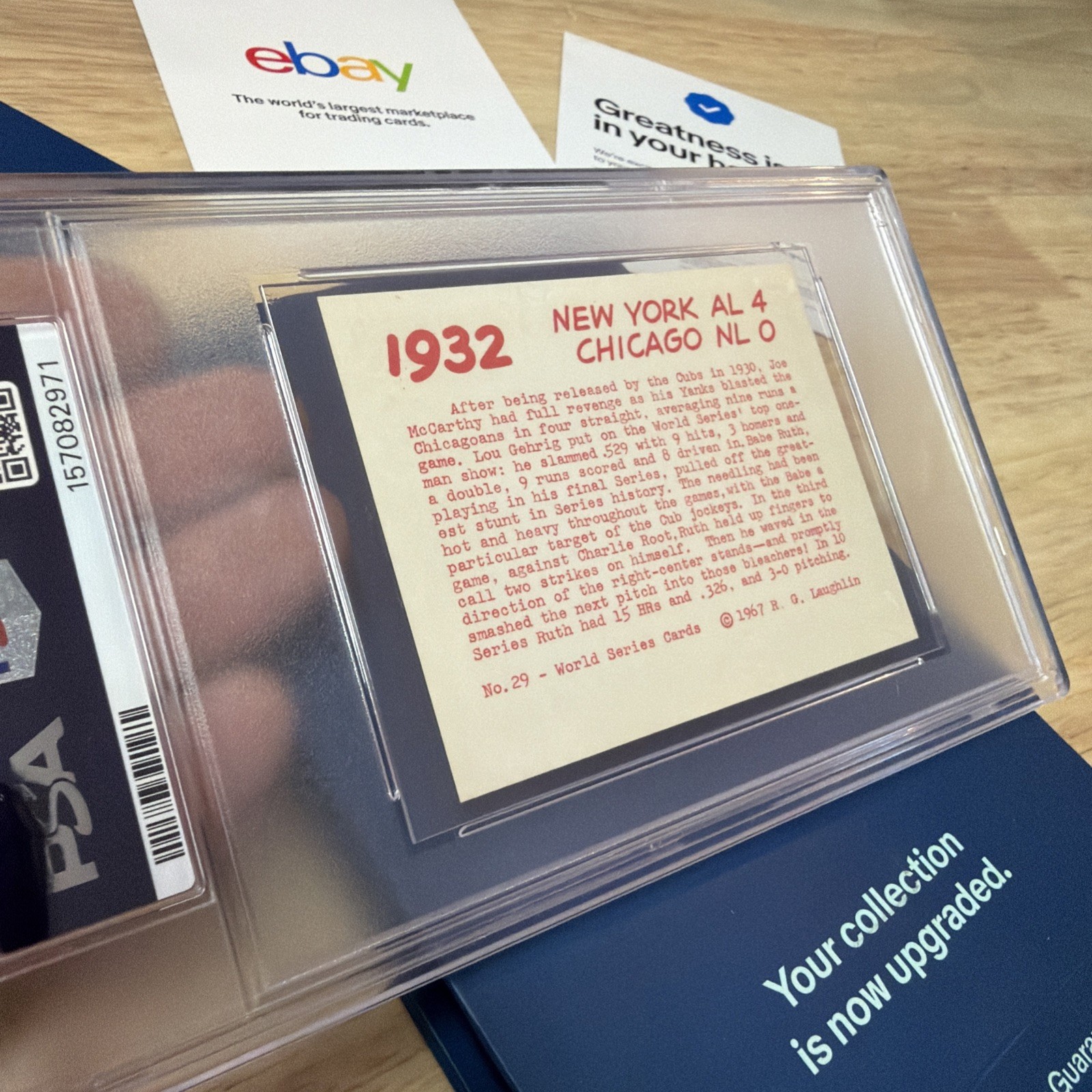 Babe Ruth Baseball Card PSA 9 Mint Bambino New York Yankees 1967 Laughlin MLB NY view 23