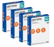 Copy Paper, 8.5" x 11", 92 Bright, 20 lb., 4 Reams 2,000 Sheets Free Shipping