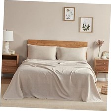 Pure Linen Sheets Set, 100 French Linen from Normandy, King Natural Linen
