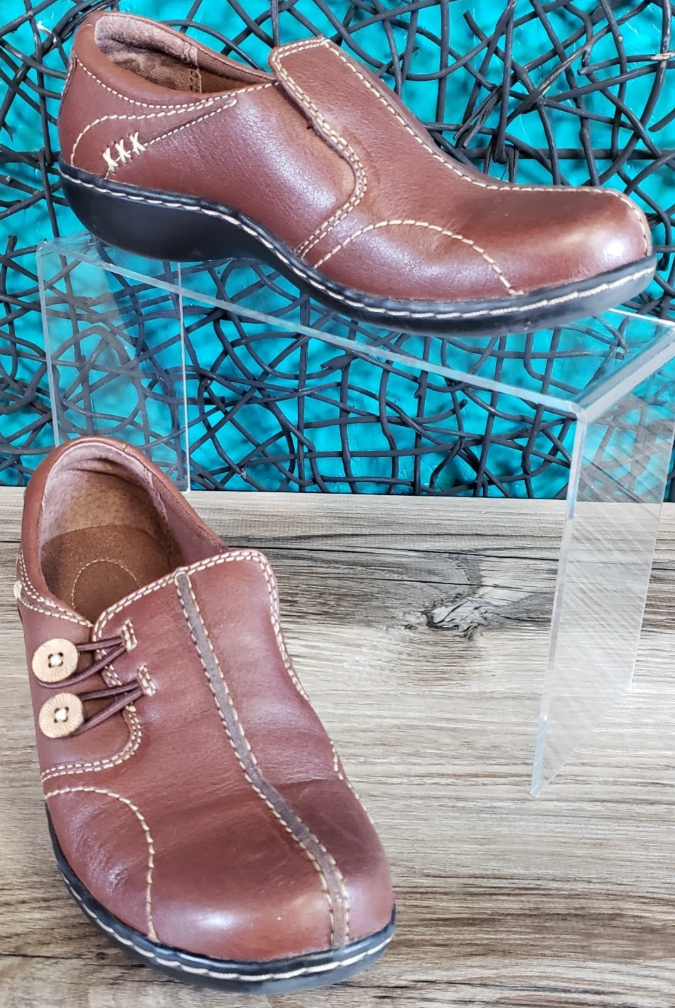 Scarpe mocassino Clarks Bendables W taglia 5 5 M Ashland Lela slip on 61631 pelle marrone