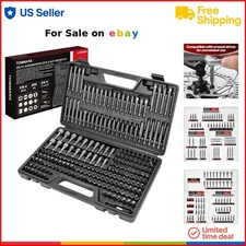208-Pc Screwdriver Bit Set Carbon Steel Hex Phillips Slotted Nut Security