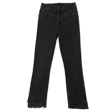 Mother Denim Jeans Insider Crop Step Fray Women's Size 27 Black Not Guilty Boot