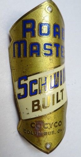 INSIGNIA DE CABEZA DE BICICLETA DE LATÓN SCHWINN ROAD MASTER DE COLECCIÓN - Imagen 2 de 4