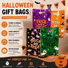 Happy Halloween Gift Bags Ten Pack Trick or Treat Party Sweet Bags With Handles