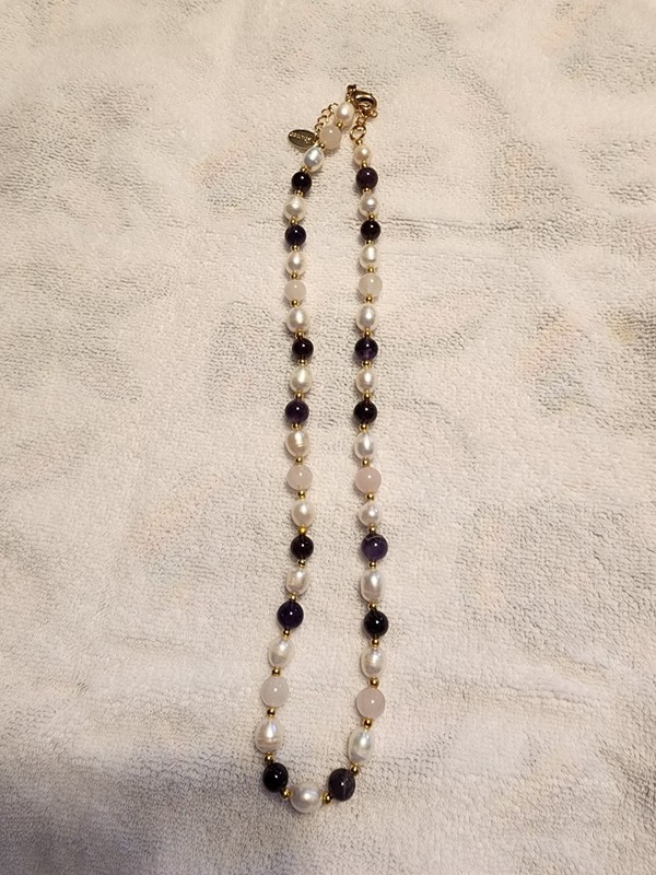 New Without Tags Stauer Cultured Pearl And Amethyst Necklace