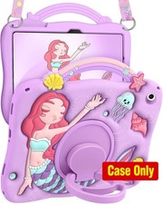 Case for Galaxy Tab A9 Plus - Cute Cartoon Mermaids Soft 3D Silicone with Strap