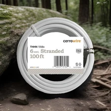 Cerrowire 6 Gauge Stranded Copper 100 Feet THHN Electrical Wire 75 Max Amps