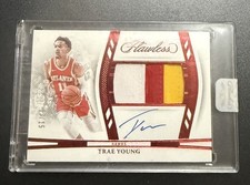 2023-24 Panini Flawless Horizontal Ruby /15 Trae Young #HPA-TYA Patch Auto