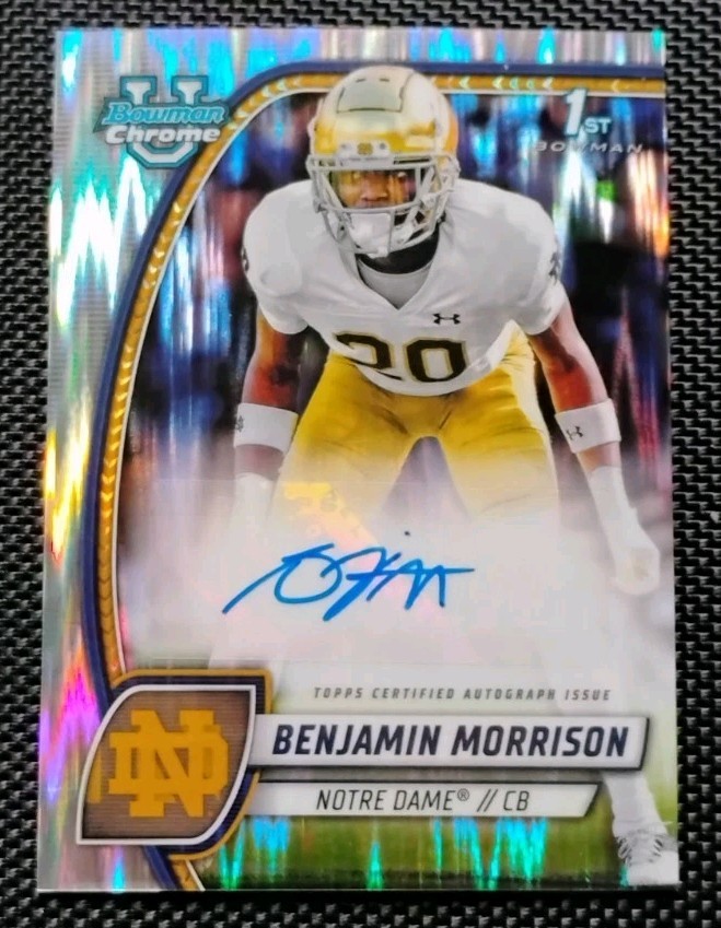 2024 Bowman U Chrome Benjamin Morrison Autograph Stealth Refractor Notre Dame