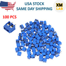 100 Pcs 2-Pin Screw Terminal Block Connector 5.08mm Pitch PCB Mount Blue 100X