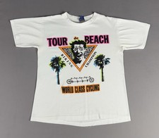 80s VINTAGE OP Ocean Pacific Tour De Beach T-Shirt Size Medium Biking RARE