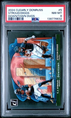 2024 PANINI CLEARLY DONRUSS DOWNTOWN DUOS #5 CJ STROUD/STEFON DIGGS PSA 8
