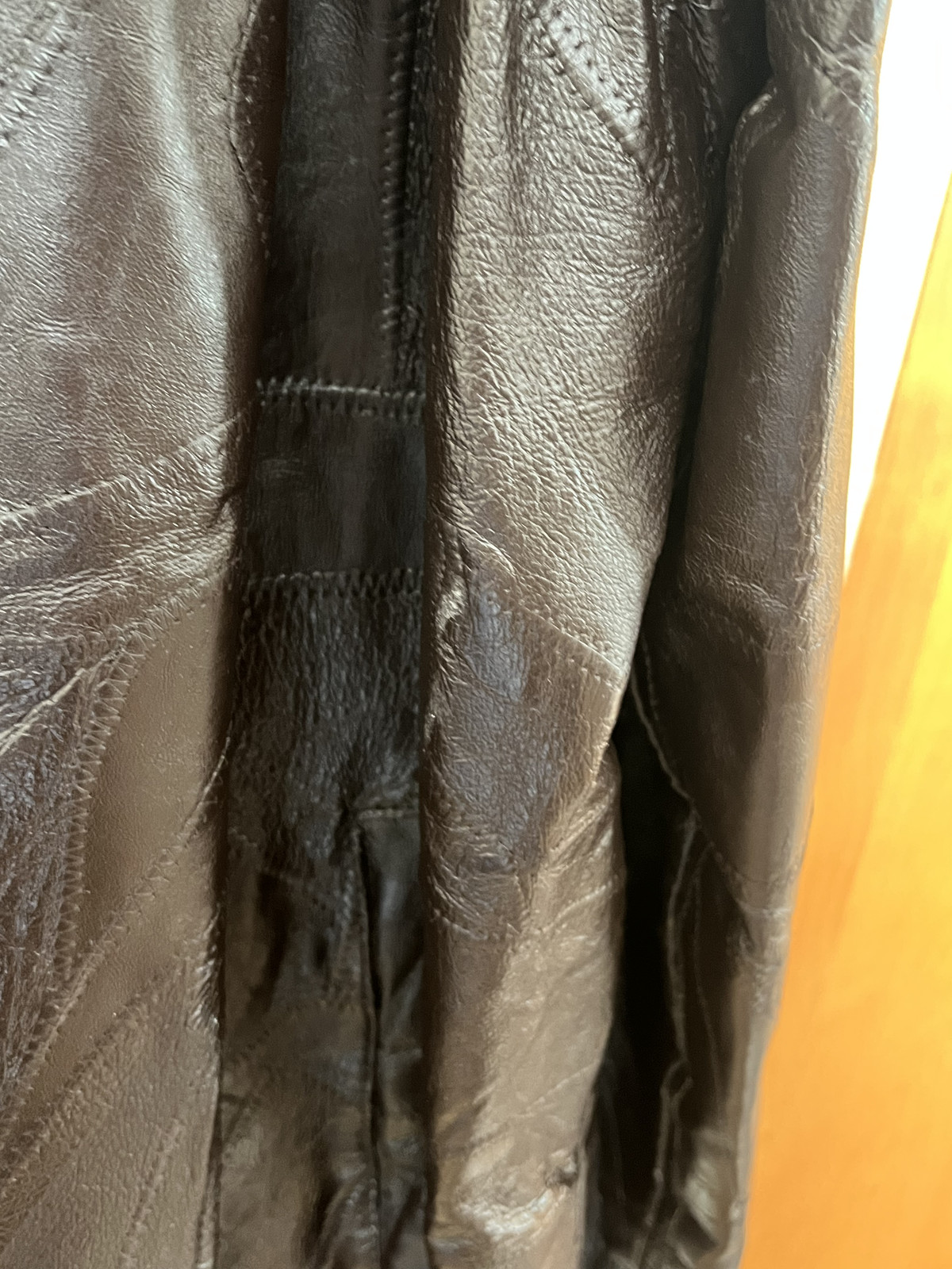 Vintage Patchwork Long Leather Jacket Haband Exec… - image 11