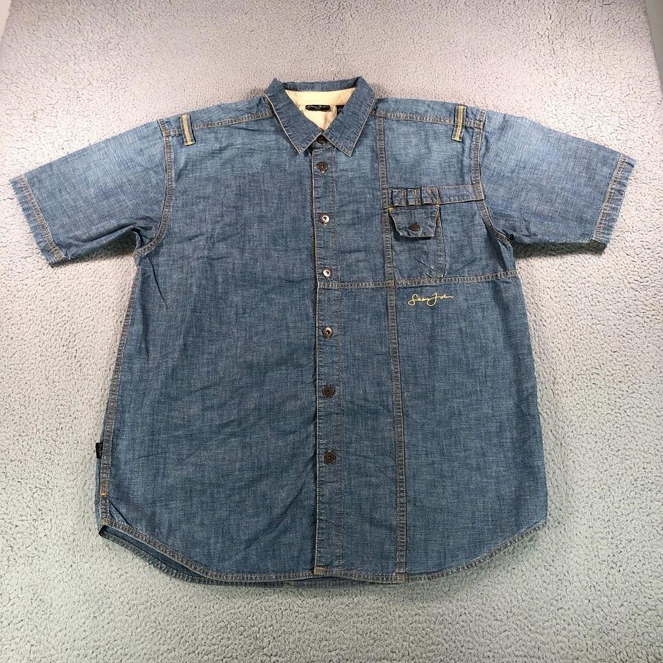 Винтажный Sean John джинсовой ткани джинсы костюм короткие брюки 34 рубашка очень большой мешковатые хип-хоп - Изображение 2 из 4