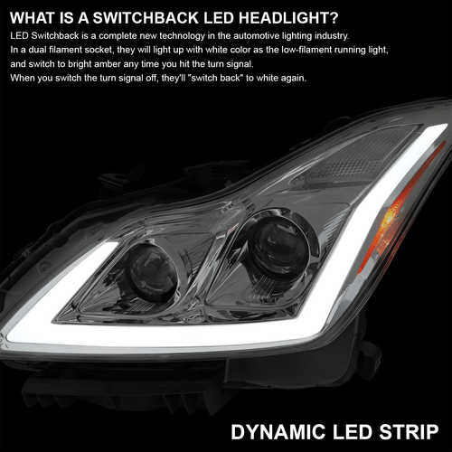 Fits 2008-2015 Infiniti G37 Q60 Coupe LED Signal Switchback Projector Headlights - Picture 6 of 12