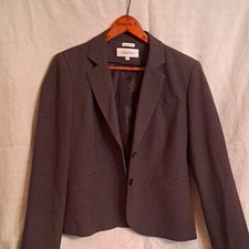 Calvin Klein Women's Gray 2-Button Long Sleeve Polyester Blazer Jacket 8