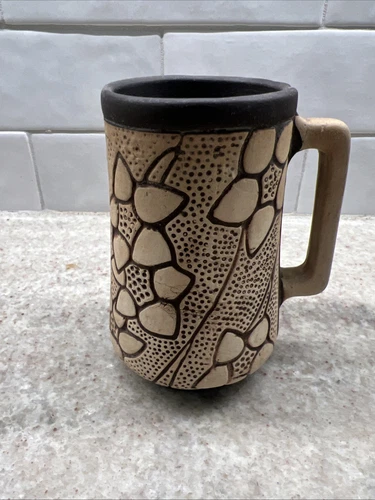 Weller Pottery Burntwood Claywood Flower Mug 5" Tall