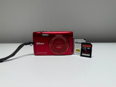 Nikon Coolpix S3400 Clystal RED Exc+5 Compact Digital Camera LESEN