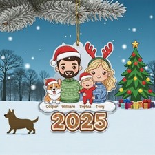 Personalized Family Ornament, Custom Name and Year Acrylic Christmas Gift